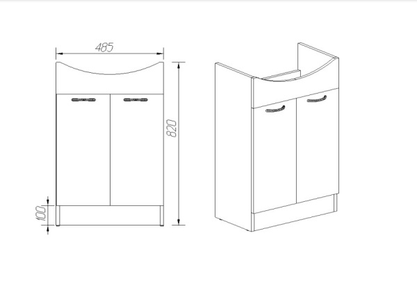 Тумба VIANT "Рио" Балтика 50 2 ств 280х460х820 (VRIO50BA-T2ST )