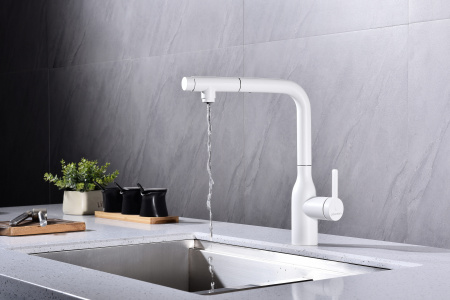 Смеситель для кухни Paulmark VIPER Vi213105-431(WH), белый матовый