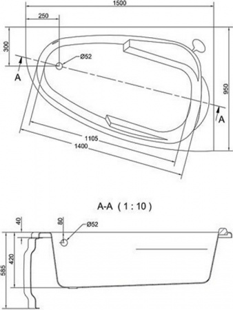 Акриловая ванна Cersanit Joanna 150x95 R WA-JOANNA*150-R-W