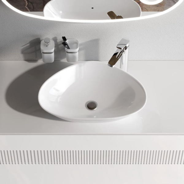 M8FWCC50600WG Func Раковина накладная AM.PM ассиметричная 60 см, цвет белый глянец