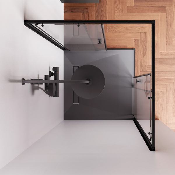 W94G-403-9090-BT1K X-joy Душевое ограждение AM.PM квадратное,раздвиж.двери 90x90 черный мат.