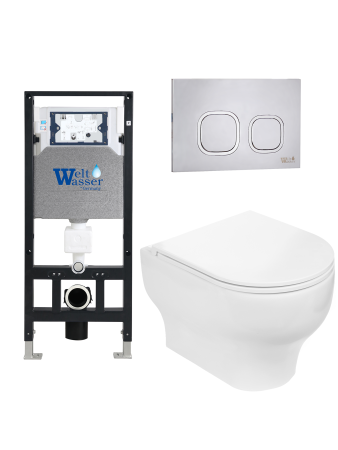 Унитаз с инсталляцией WeltWasser AMBERG 506 + ERLENBACH 004 GL-WT + AMBERG RD-MT CR