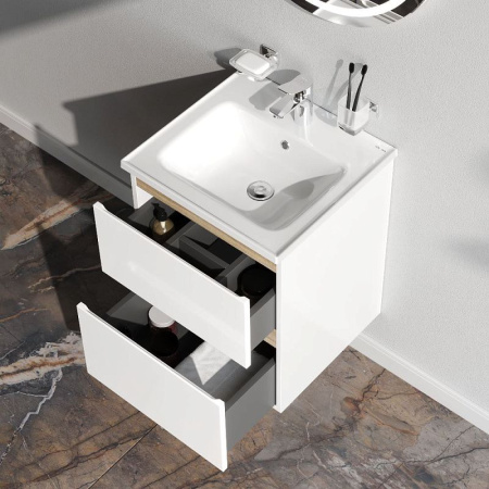 M85AFHX0502WG X-Joy База под раковину AM.PM, подвесная, 50 см, 2 ящика, белый глянец