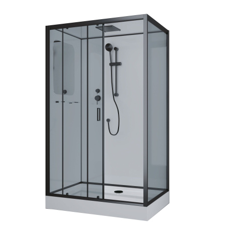 Душевая кабина Niagara Premium NG-6912-01QL BLACK (120х80х210) низкий поддон(16 см),черный,стекло тонированное,4 места