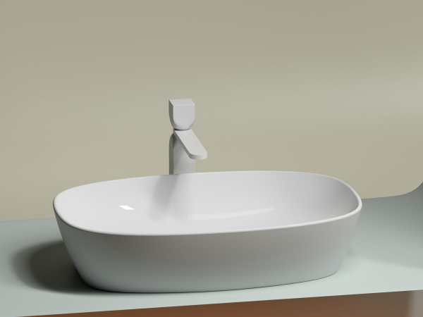 Умывальник чаша накладная овальная Ceramicanova Element 600*380*138мм, Белый, CN6049