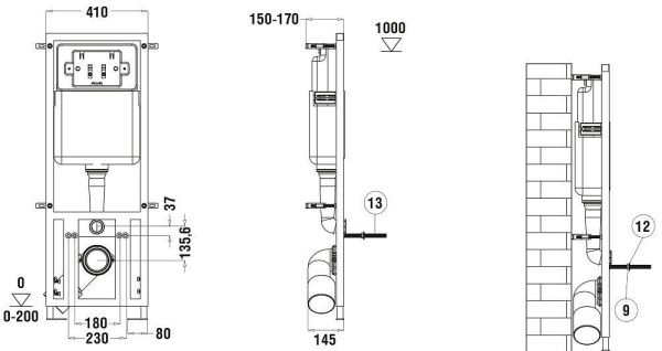 Унитаз с инсталляцией WeltWasser MARBERG 410 + GELBACH 004 MT-GR + MAR 410 SE