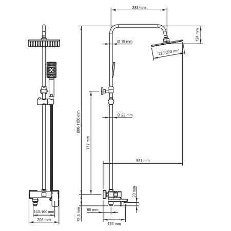 Душевой комплект для набора WasserKRAFT  SK17701CH