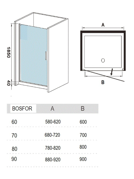 Душевая дверь River BOSFOR 80 МТ
