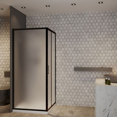 Душевой уголок Roxen Caspia 55060-100BC 100x80, матовое стекло/профиль черный