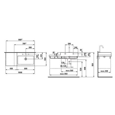 Умывальник Laufen Living City 8184310001041 100x46x14