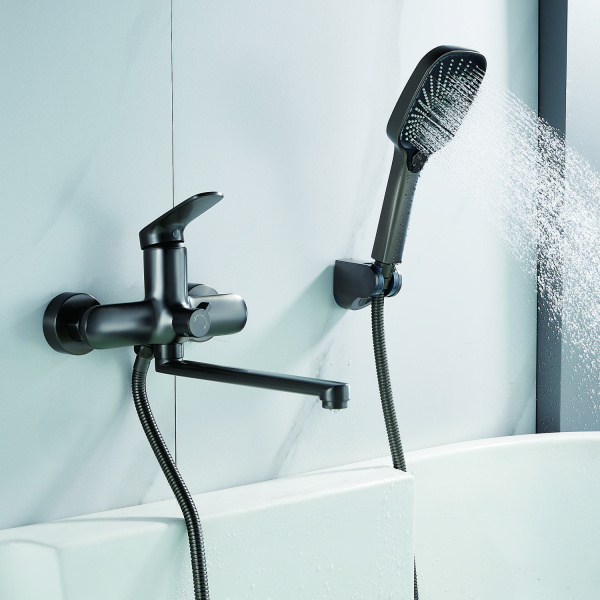 Смеситель для ванны Shevanik S8502T, оружейная сталь