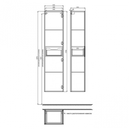 Шкаф-пенал IDDIS Mirro MIR4000i97 40 см, белый