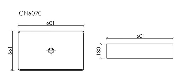 Раковина накладная прямоугольная Ceramicanova Element 601*361*130, черный матовый, CN6070MB