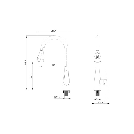 Смеситель для кухни с выдвижным изливом WONZON & WOGHAND, Темный графит (WW-121E201B-BGG)