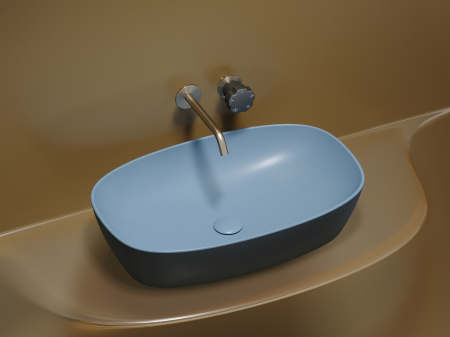 Умывальник чаша накладная овальная Ceramicanova Element 600*380*138мм, Голубой матовый, CN6049ML