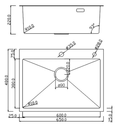 Кухонная мойка Roxen Simple 65 PVD (графит)