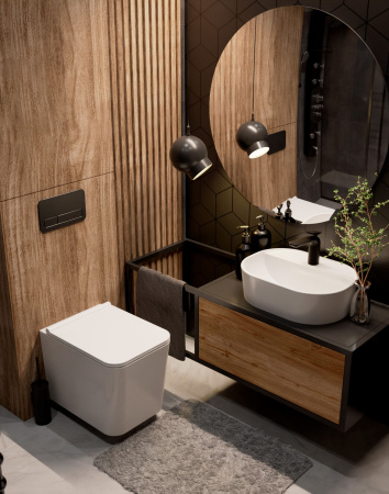 AQM2003 Унитаз подвесной с сиденьем SoftClose, технология смыва Rimless, скрытый крепеж. 530x365x360