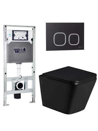 Комплект инсталляции с унитазом Weltwasser AMBERG 506 ST + GELBACH 043 GL-BL + AMBERG RD-BL