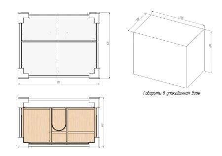 Тумба подвесная BRIZ Монца 80 с умывальником Эйфория, 237 03-18080-11 00 БЕЛ