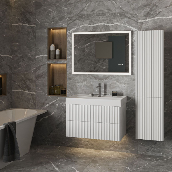 Тумба под умывальник Belux подвесная Сиртаки 60-02, Белый глянцевый