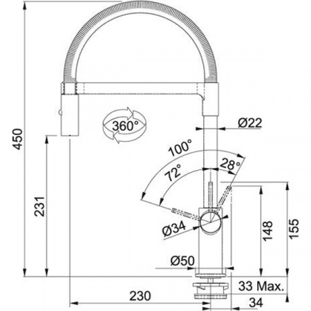 Смеситель для мойки Franke Ambient Semi Pro выдвижной шланг хром, 115.0265.997