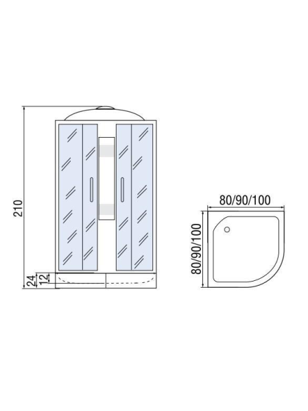 Душевая кабина МОНОМАХ МОНОМАХ 90/24 С МЗ 900х900х2100мм