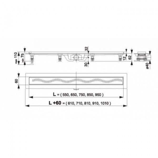 Душевой лоток AlcaPlast APZ8-Simple 550 с решеткой и опорами