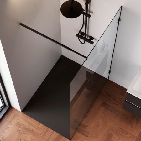 W94WI-120-F1-BTE Душевая перегородка AM.PM X-Joy 120x195, стекло прозр. 6 мм + покрытие, фурнитура черный