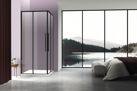 Душевой уголок Vincea Slim-N VSS-4SN8010CLB, 1000*800, черный, стекло Прозрачный