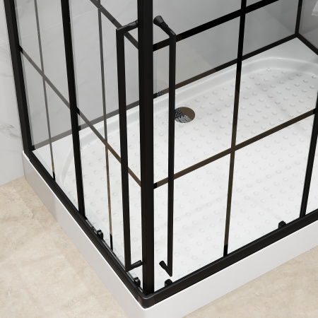 Душевая кабина Niagara Standart ST100/80/15QR/KL/BKT (100х80х225) низкий поддон(15см),черный,стекло прозрачное