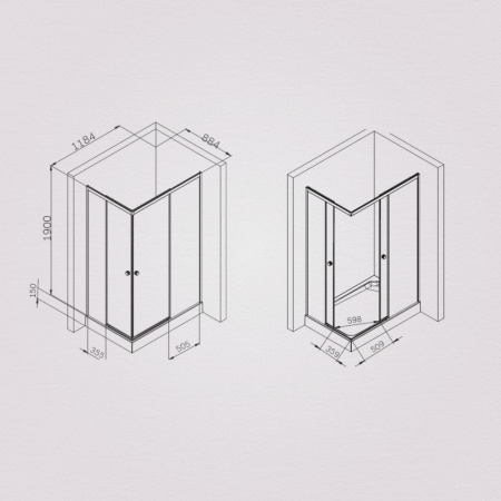 W94G-403-12090-BТ Душевое ограждение AM.PM X-Joy Square Slide 120х90, черный, прозрачное