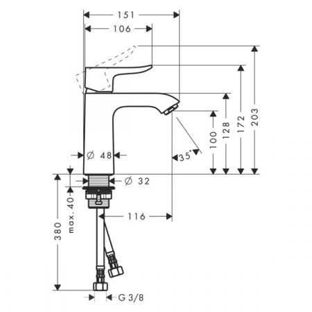 Смеситель для умывальника Hansgrohe Metris 31084000