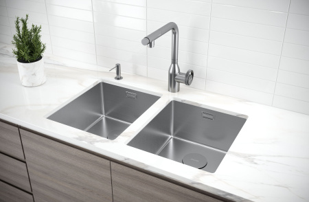 Мойка Paulmark NEXT 38 UNI PM213844-BS 440х380х200 мм, нержавеющая сталь, нержавеющая сталь