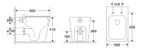 Унитаз напольный Azario Teramo 600х360х410 быстросъемное сиденье микролифт (AZ-003D-NR)