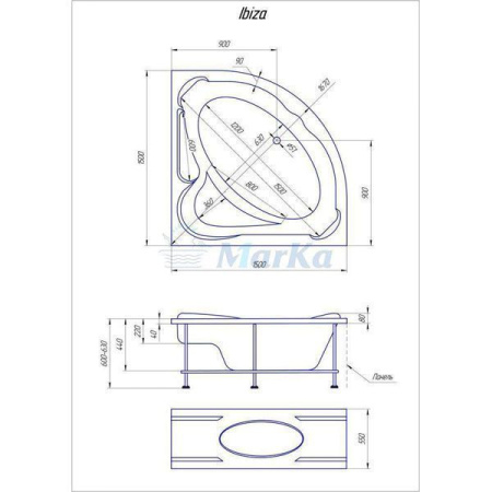 Ванна 1Marka IBIZA 150x150 Pplus