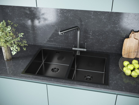 Мойка Paulmark KRONER 78/2S PM237851-GM 510х780х200 мм, нержавеющая сталь, вороненая сталь