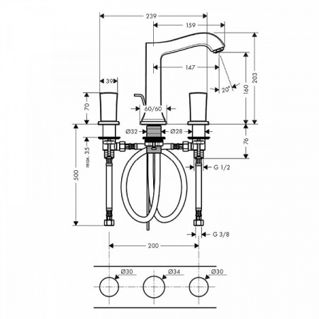 Смеситель для умывальника Hansgrohe Metropol 31305000