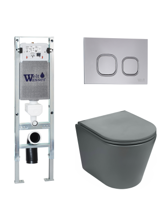 Комплект инсталляции с унитазом Weltwasser AMBERG 350 ST + SALZBACH 043 MT-GR + AMBERG RD-CR