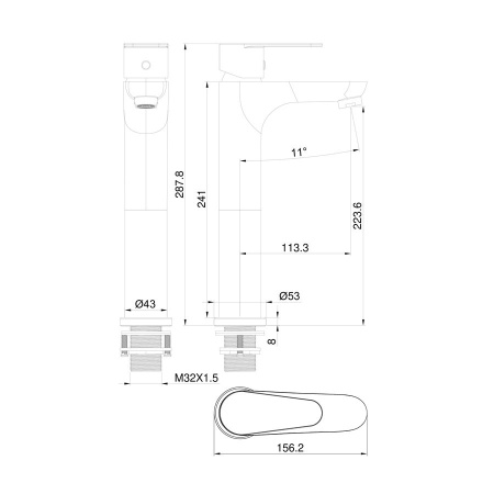 Смеситель для раковины высокий WONZON & WOGHAND, Белый матовый (WW-A40232-MW)