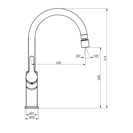 310722300 Eclipse, Смеситель для кухни Damixa с двухрежимным регулируемым аэратором, черный