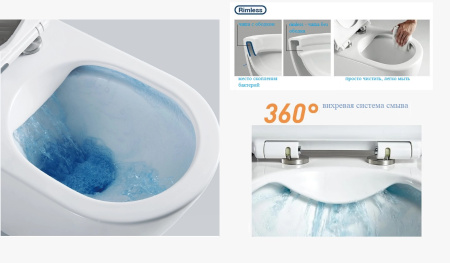 Унитаз SELLA UF подвесной безободковый, сиденье дюропласт с микролифтом Ceruttispa CT10362 (485х365х360)