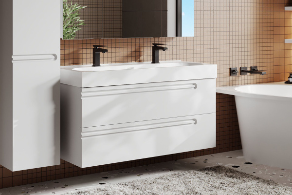 Тумба под умывальник Belux подвесная Стокгольм 100-02 Белый глянцевый