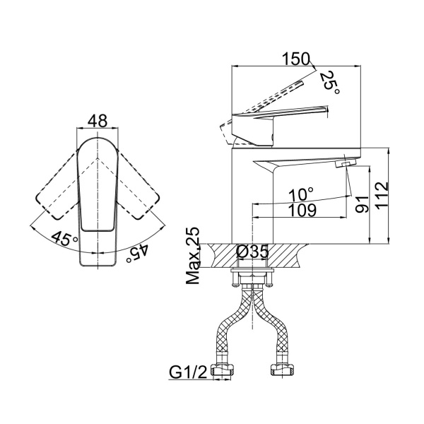 Смеситель для раковины D&K Rhein DA1322101, хром