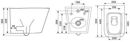 Комплект с унитазом TIMO RIMLESS INARI ТК-303, инсталляция, клавиша черная матовая FP-004MB