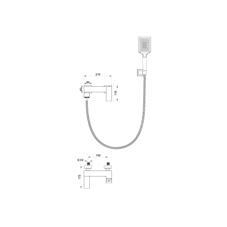 Смеситель для ванны с душем WONZON & WOGHAND, Черный матовый (WW-88639009-MB)