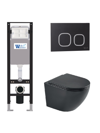 Комплект инсталляции с унитазом Weltwasser AMBERG 350 + MERZBACH 043 MT-BL + AMBERG RD-BL