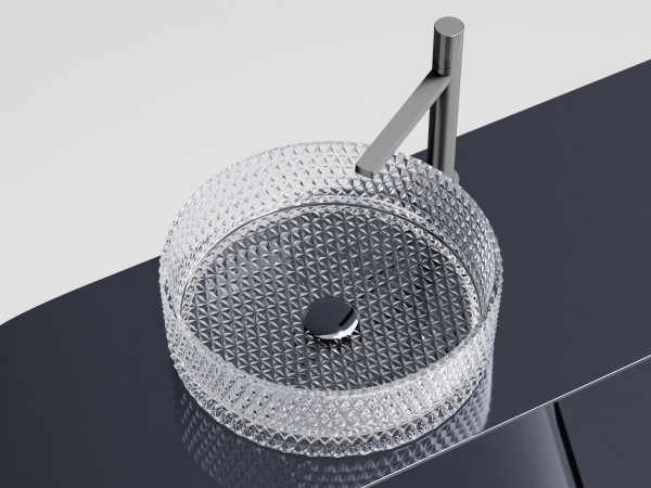 Умывальник чаша накладная круглая Ceramicanova Cristal 360*360*112мм, прозрачная, CN6062