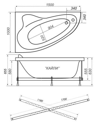 Акриловая ванна Triton Кайли 150 правая