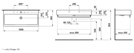 Умывальник Laufen Living City 8184370001041 100x46x14