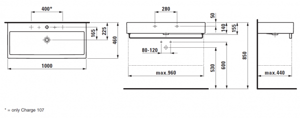 Умывальник Laufen Living City 8184370001041 100x46x14